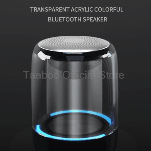 Wireless Bluetooth Speaker Desktop Portable Mini Subwoofer Glass Shell  Rechargeable LED Light Sound Box for Outdoor or Indoor 