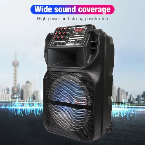 12" Rechargeable Bluetooth Party Speaker FM AUX Remote Control with Microphone Sound System Karaoke Dj Loud Speaker 