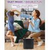 XIKCU High Power Karaoke Bluetooth Speaker Portable Stereo Surround Wireless Subwoofer with 2 Microphone Boombox Child Home Gift 