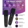 XIKCU High Power Karaoke Bluetooth Speaker Portable Stereo Surround Wireless Subwoofer with 2 Microphone Boombox Child Home Gift 