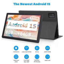 ANRY 10.1 Inch Tablet Octa-core Android 15 8GB(4+4 Expand) RAM+64GB ROM 5000Mah IPS Display A523 Dual Camera 5G Wifi 6 Tablet 