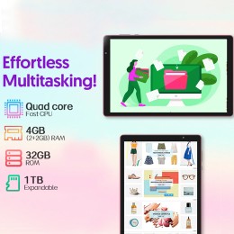 10-inch Android tablet, quad-core processor, 4(2+2) GB RAM, 32GB ROM, Bluetooth, WiFi, 6000mAh battery