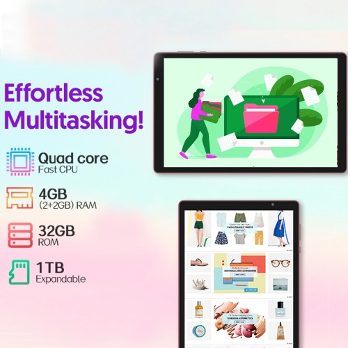10-inch Android tablet, quad-core processor, 4(2+2) GB RAM, 32GB ROM, Bluetooth, WiFi, 6000mAh battery