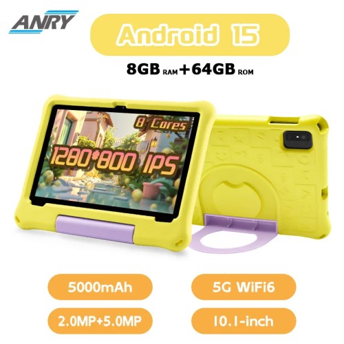 10.1 inch Android 15 Kids Tablet 8GB(4+4 Expand) RAM 64GB ROM 5000Mah Octa-core Educational Children's Tablets WIFI Ipad PC 