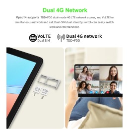 Nenmone Mpad14 14.1 Inch Tablet Android 12 12GB+256GB 1920*1080 4G Phone Call Tablet 14inch Bluetooth 5G WiFi Pad 10000mAh 16MP 