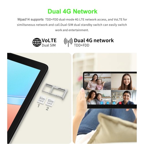 Nenmone Mpad14 14.1 Inch Tablet Android 12 12GB+256GB 1920*1080 4G Phone Call Tablet 14inch Bluetooth 5G WiFi Pad 10000mAh 16MP 