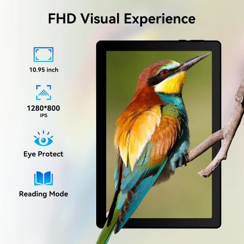 URAO A7 11 Inch Android Tablet 16GB RAM 128GB ROM 1TB Expansion 8-Core Processor Widevine L1 Dual Camera 6800mAh WiFi6 BT5.3 