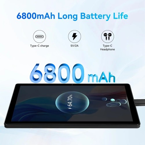 URAO A7 11 Inch Android Tablet 16GB RAM 128GB ROM 1TB Expansion 8-Core Processor Widevine L1 Dual Camera 6800mAh WiFi6 BT5.3 