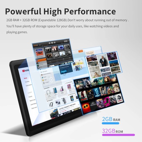 Pritom 7 Inch Tablet PC, Android 13 Quad Core, 4GB(2+2GB Virtual) RAM 32GB ROM, WiFi, Dual Camera, USB C, with Leather Case 