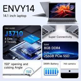 14 Inch Laptop J3710 8GB RAM 256GB SSD Windows 11  For Students And Business 