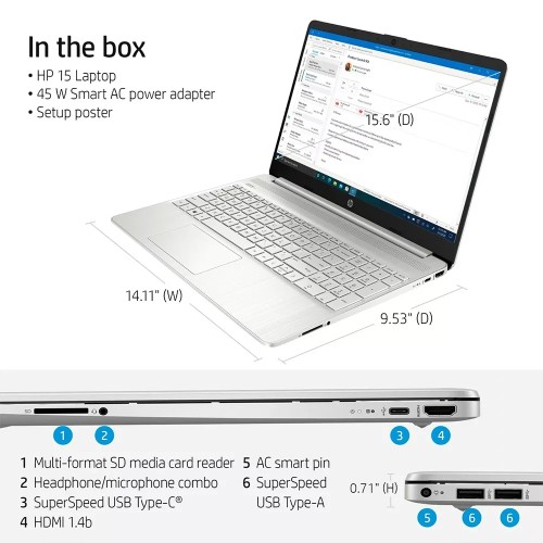 HP 15.6" FHD IPS Flagship Laptop Computer,Intel Core i5-1135G7,16GB RAM,1TB SSD,Iris Xe Graphics,WiFi 6,Windows 11 Home,Silver 