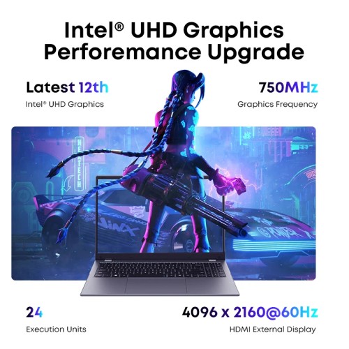 CHUWI GemiBook Plus Laptop 15.6" Intel N150/N100 Graphics for 12th Gen 1920*1080P 16GB RAM 512GB SSD With Cooling Fan Windows 11 