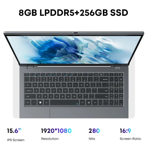 CHUWI GemiBook Plus Laptop 15.6" Intel N150/N100 Graphics for 12th Gen 1920*1080P 16GB RAM 512GB SSD With Cooling Fan Windows 11 