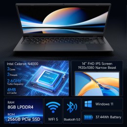 14 Inch Windows 11 Laptops New N4000 2.6Ghz 8GB RAM 256GB ROM Notbook Pc Computer Laptop 