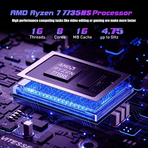 ACEMAGIC RX16 AMD Ryzen 7 7735HS 16" Ultra Slim 4400MAH Laptop 16GB LPDDR5 Ram 512GB Rom Windows 11Pro BT5.2 Wifi 6 Notebook 