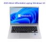 2025 14 inch Affordable Student Laptop Budget-Friendly Notebook Windows 10 for School Lightweight intel Celeron CPU USB 3.0 WiFi 