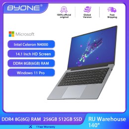 BYONE 14.1 Inch Laptop Intel N4000 8GB RAM 256GB 512GB SSD Windows 11 Notebook 1366*768 HD LCD Wifi HDMI USB laptop PC 