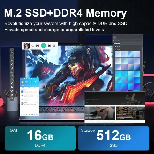 15.6" Ultra-Slim IPS Laptop 16GB RAM 11th Intel Celeron N5095 Windows 11 Pro 5G WiFi |Mobile Workstation Fast Global Shipping 