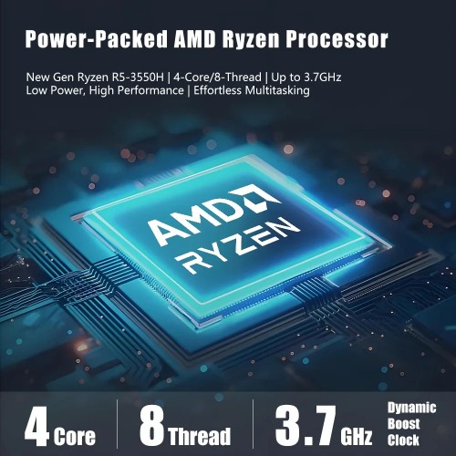 Mini PC AMD Ryzen 5 3550H mini pc Computer DDR4 16GB RAM 512GB ROM Low Power Support Windows 11 WIFI6E BT5.3 Desktop Computer 
