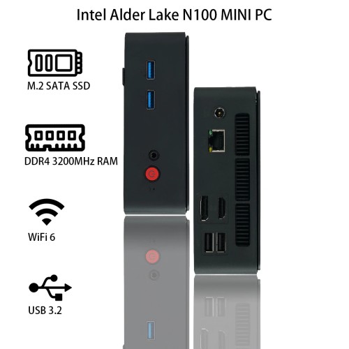 Mini Desktop Gaming Computer Portable Computer Mini PC Intel Alder Lake N100 Mini PC 4-Core 4-thread Gigabit 1000M Lan SSD 