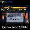 Fanless AMD Mini Gaming PC FU02 Ryzen 7 7730U 5825U Mini Computer Windows 11 Dual LAN Firewall Router 2*HDMI2.0 NVMe DDR4 WiFi6 
