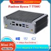 Fanless AMD Mini Gaming PC FU02 Ryzen 7 7730U 5825U Mini Computer Windows 11 Dual LAN Firewall Router 2*HDMI2.0 NVMe DDR4 WiFi6 