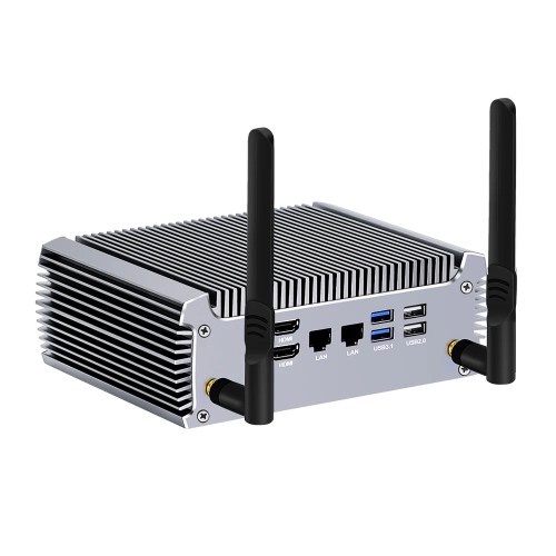 Fanless AMD Mini Gaming PC FU02 Ryzen 7 7730U 5825U Mini Computer Windows 11 Dual LAN Firewall Router 2*HDMI2.0 NVMe DDR4 WiFi6 