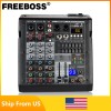Freeboss 4 Channel Mixing Console 99 DSP Effect USB Play PC Record Bluetooth Audio Sound Mixer Home Party 48V Mix Table  AG-AT4 