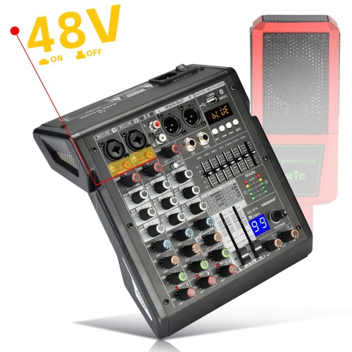 Freeboss 4 Channel Mixing Console 99 DSP Effect USB Play PC Record Bluetooth Audio Sound Mixer Home Party 48V Mix Table  AG-AT4 