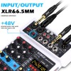 BBOMGE 4 Channel 24 DSP DJ Audio Sound Mixer Interface Mixing Console Desktop Karaoke with MP3 Input USB Bluetooth Input Stereo 