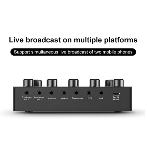 Likheung V8 V8S Audio Mixer USB External Headset Microphone Webcast Personal Live Broadcast Sound Card For Phone Computer 