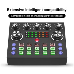 Likheung V8 V8S Audio Mixer USB External Headset Microphone Webcast Personal Live Broadcast Sound Card For Phone Computer 