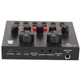 Professional Audio Sound Card with Monitor USB Headset for Electric Guitar Live Recording Studio Effects Audio Mixer 