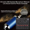 Professional Audio Sound Card with Monitor USB Headset for Electric Guitar Live Recording Studio Effects Audio Mixer 