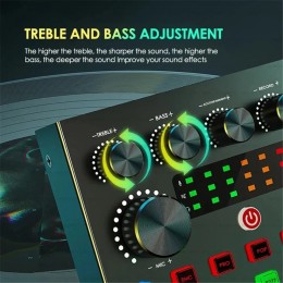 H Podcast Microphone Sound Card V8S Microphone Sound Mixer live sound card Audio Mixing Console Amplifier for Livestreaming 