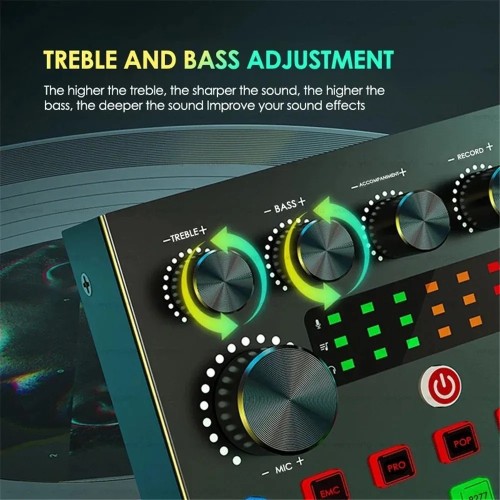 H Podcast Microphone Sound Card V8S Microphone Sound Mixer live sound card Audio Mixing Console Amplifier for Livestreaming 