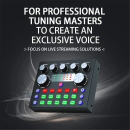 H Podcast Microphone Sound Card V8S Microphone Sound Mixer live sound card Audio Mixing Console Amplifier for Livestreaming 