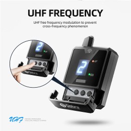 Debra ER-MINI Wireless In-Ear Monitor System, Rechargeable Portable Audio Monitors, UHF Free FM for Bands, Small Concerts - 44