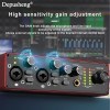 Professional Sound Card Depusheng MK22P USB Audio Interface 48v Phantom Power Supply for Live Studio Streaming Podcasts 