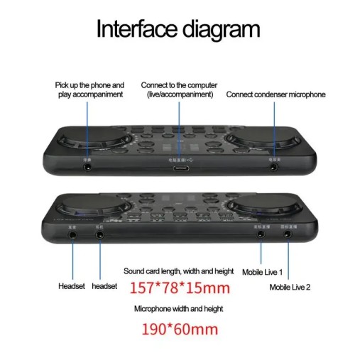 V300 Pro Bluetooth Mini Audio Mixer Sound Card Portable Board DJ 16 Digital Effects Noise Reduction Console USB Record Singing 