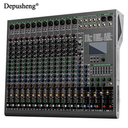 14 Channels Digital Professional Audio Console Mixer Depusheng TG14 Mixing DJ Console USB with 48V Phantom Power Built-in 99 Rev 
