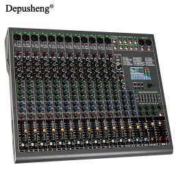 14 Channels Digital Professional Audio Console Mixer Depusheng TG14 Mixing DJ Console USB with 48V Phantom Power Built-in 99 Rev 