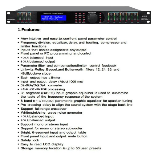 SENMICRE CX4.8 Complete Loudspeaker Management System 4IN 8OUT  Digital Processor Professional Driver Rack Pro Audio Processor 