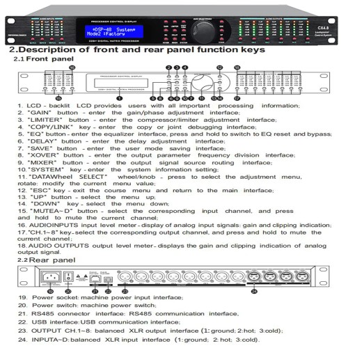 SENMICRE CX4.8 Complete Loudspeaker Management System 4IN 8OUT  Digital Processor Professional Driver Rack Pro Audio Processor 