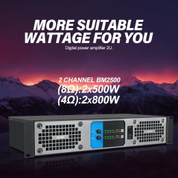Power Amplifier BM2500 800w 4ohm Professional Digital Audio Amplifier DJ Equipment for Speaker Subwoofer Stage Wedding KTV Home 