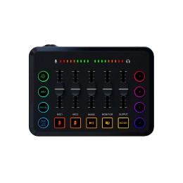 F9 Live Sound Card Voice Changed Colorful Light 48V Phantom Power Professional 5 Channel Sound Card Live Streaming Dj Equipment 