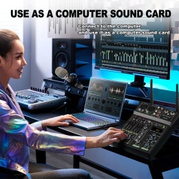 Audio Mixer 4 Channel High Power Amplifie Sound mixing with Microphone Depusheng UF4-M Digital Board Console for Karaoke Stage 