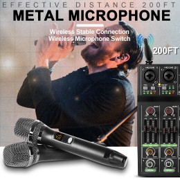 Audio Mixer 4 Channel High Power Amplifie Sound mixing with Microphone Depusheng UF4-M Digital Board Console for Karaoke Stage 