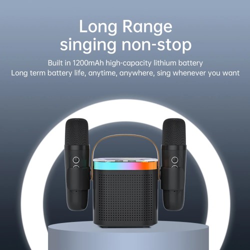TANALAZ K8 Karaoke Machine Portable Bluetooth 5.1 PA Speaker System with 1-2 Wireless Microphones Home Family Singing Child Gift 