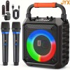 T17 Karaoke Machine Comes with 2 Wireless Karaoke Microphones, Portable Bluetooth Speaker Home Karaoke 0K System, with Rgb Colorful Lights 
